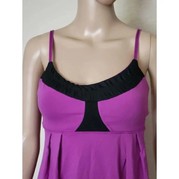 Lululemon Yogi Dance Tank Top Purple Black Ruched Size 6 - Picture 2 of 7